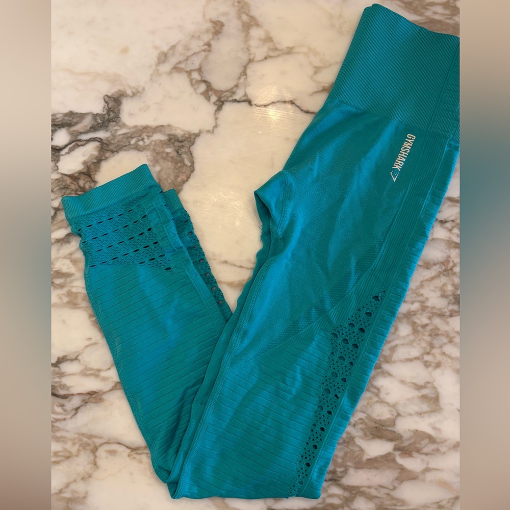 Gymshark Turquoise Leggings with Lace Detail